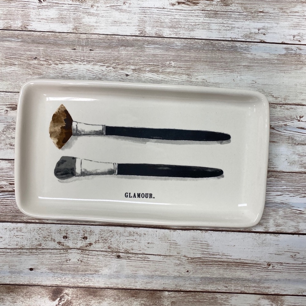 Rae Dunn Glamour Brush Trinket Tray Plate